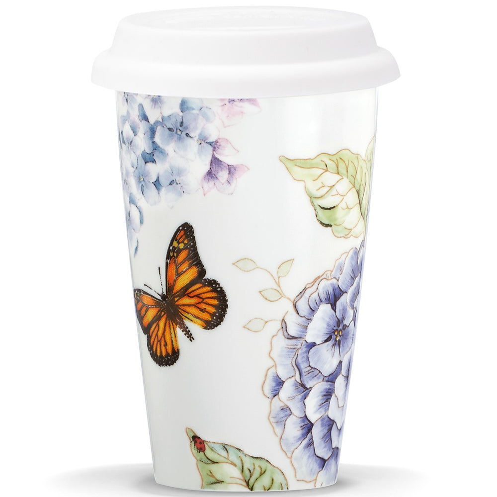 Lenox Butterfly Meadow Blue Thermal Travel Mug Blue, WHITE PORCELAIN 846844