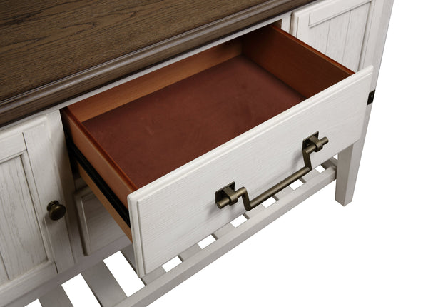 English Elm Steve Silver - Pendleton Two-Tone White Server with Drawers & Bottle Storage, Felt-Lined Drawer, Brass Accents B081P157348