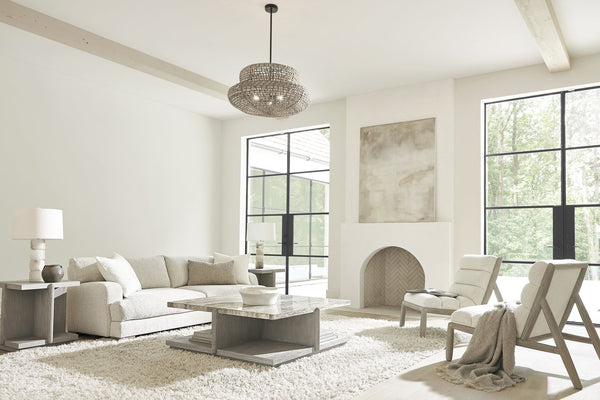 Bernhardt Bernhardt Sereno Square Side Table With Partitioned Shelves, Grigio Oak Finish, Rustic Modern Accent 329124