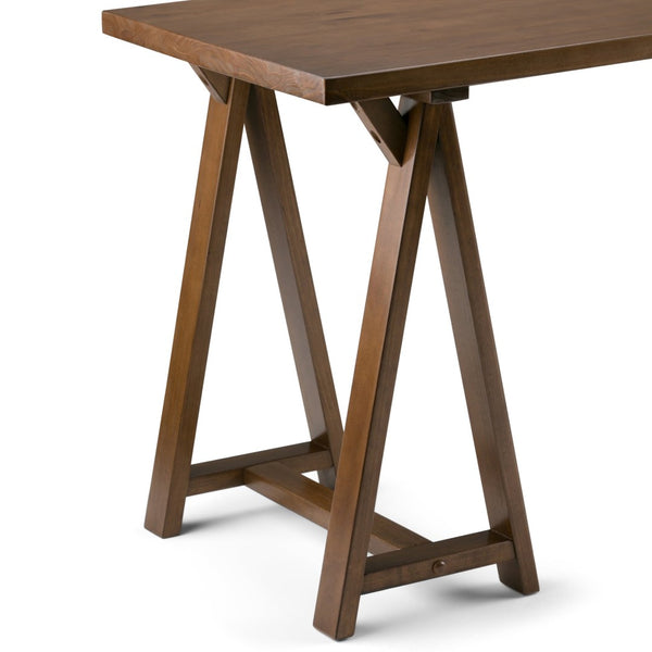 English Elm Sawhorse Writing Desk - Handcrafted Solid Wood In Medium Saddle Brown - Perfect For Home Office Use B136P158234-GIGA