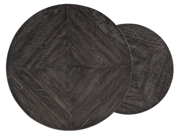 Hooker Furniture St. Armand Nesting Tables Set – Solid Acacia Round Tops, Distressed Black Finish & Brushed Pewter Bases 5601-50001-BLK