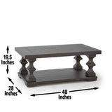 Steve Silver Dory Rustic Brown Cocktail Table - Plank Top, Hardwood & Mindy Veneers - 28