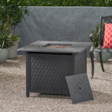 Christopher Knight Home® - Noble House - Aspen Outdoor Square Aluminum Fire Pit, Matte Black