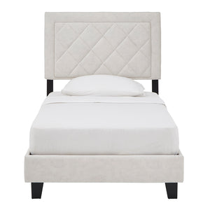 Homelegance By Top-Line Terrell Black Finish Frame with Velvet Fabric Platform Twin Bed Cream Velvet