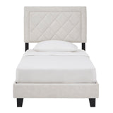 Homelegance By Top-Line Terrell Black Finish Frame with Velvet Fabric Platform Twin Bed Cream Velvet