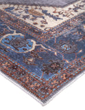 Feizy Rugs Percy Transitional Medallion Area Rug - Durable, Machine Washable, Stylishly Distressed Design For Any Space Blue,Brown,Ivory Polyester,Cotton,Viscose Prc39akfblugryf71