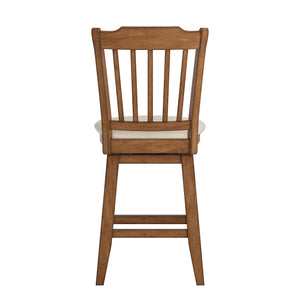 Homelegance By Top-Line Juliette Slat Back Counter Height Wood Swivel Chair Oak Rubberwood