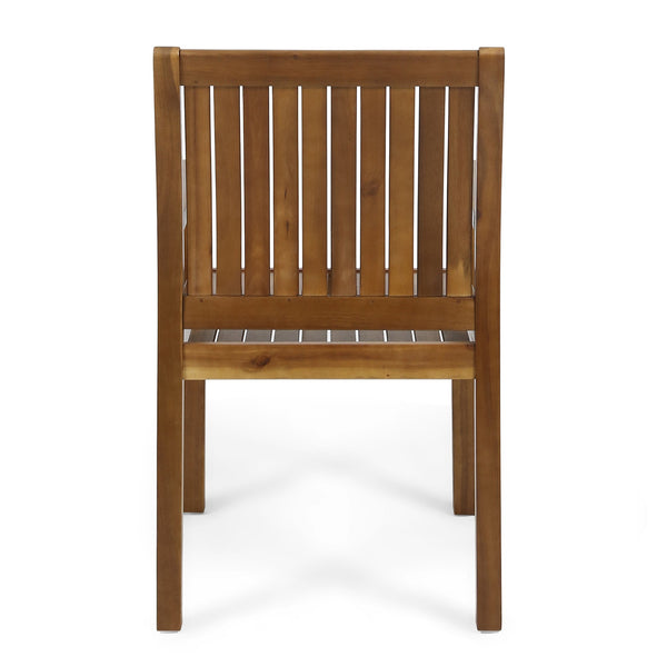 English Elm Christopher Knight Home® - WILSON Acacia Wood Dining Chairs Set of 2 in Teak – Rustic Slat-Back Outdoor/Indoor Seating, Durable Finish 61717.00TEA
