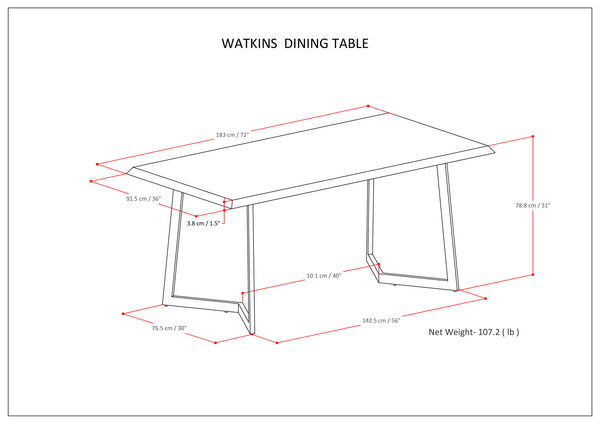 English Elm Watkins Solid Mango Wood Dining Table with Industrial Metal Legs, 72" Rectangular Seating for 6 Dark Brown B136P159675