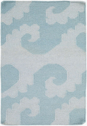 Surya Yacht Club Ytc-2012 Coastal Inspired Handmade 2' X 3' Wool Rug - Durable Beach Decor Charm! Sky Blue Wool Ytc2013-23
