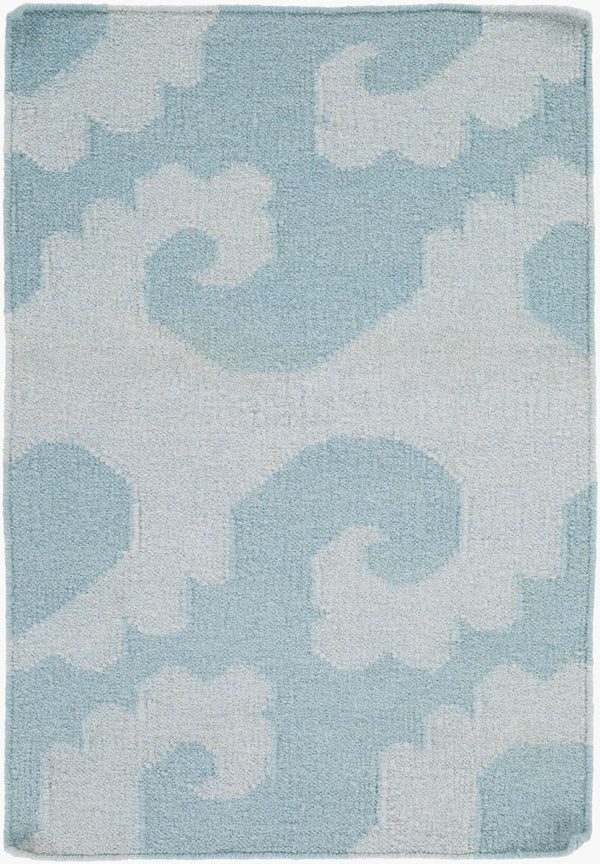 Surya Yacht Club Ytc-2012 Coastal Inspired Handmade 2' X 3' Wool Rug - Durable Beach Decor Charm! Sky Blue Wool Ytc2013-23