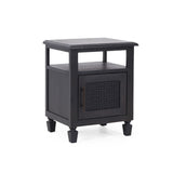 Christopher Knight Home® - Noble House - Tengren Rustic Acacia Wood And Cane Nightstand, Dark Gray