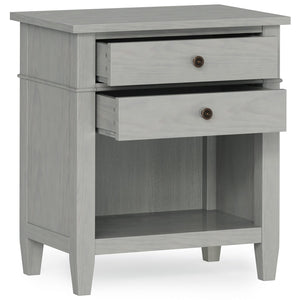 English Elm Carlton Handcrafted Fog Grey Bedside Table With Storage Drawers And Antique Bronze Accents B136P158574