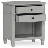 Hearth and Haven Solid Wood Nightstand with 2 Drawers and Open Bottom Storage B136P158574 Grey