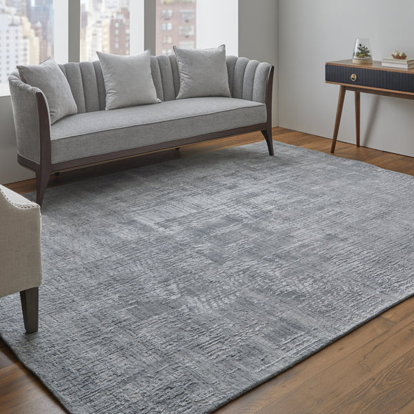 Feizy Rugs Eastfield Artisanal Hand-woven Viscose And Wool Abstract Rug - Modern Style For Any Space Blue,Silver Viscose,Wool Eas69a8fbluslvh00