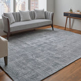 Feizy Rugs Eastfield Viscose/Wool Hand Woven Casual Rug Blue/Silver 8' x 8' Round
