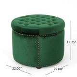 Christopher Knight Home® - Noble House - Tiernan Glam Velvet Tufted Ottoman