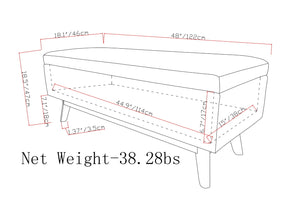 English Elm Owen Rectangular Storage Ottoman - Mid-Century Design In Distressed Chestnut Brown Faux Leather B136P159182-GIGA