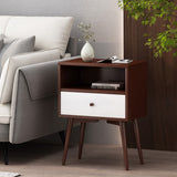 Christopher Knight Home® - Noble House - Burnett Mid-Century Modern Side Table, Brown and White