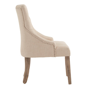 Homelegance By Top-Line Ophilia Linen Curved Back Tufted Dining Chairs (Set of 2) Grey Wood