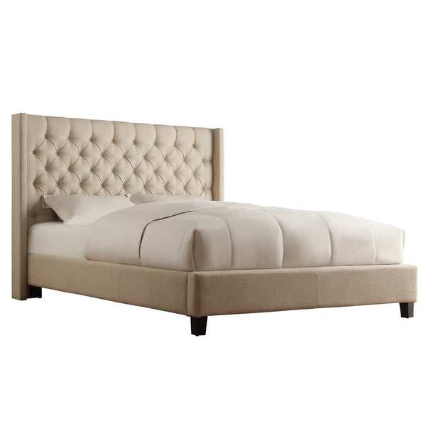 Homelegance By Top-Line Thorin Wingback Button Tufted Bed Beige Linen