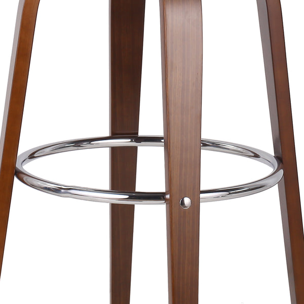 English Elm Christopher Knight Home® - BAR STOOL Mid-Century Modern Faux Leather Swivel with Walnut Veneer Frame and Chrome Footrest Black 67494.00PUMDNT