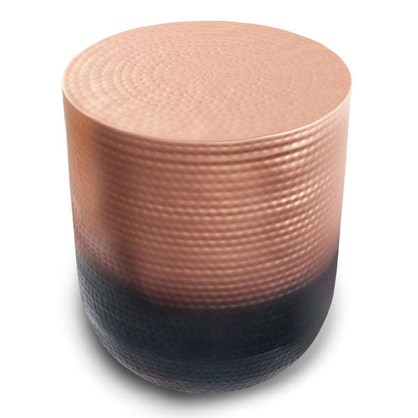 English Elm Nova Hammered Metal Side Table Copper Ombre — Compact Sculptural Accent Table with Protective Finish and Floor Pads Bronze B136P159005