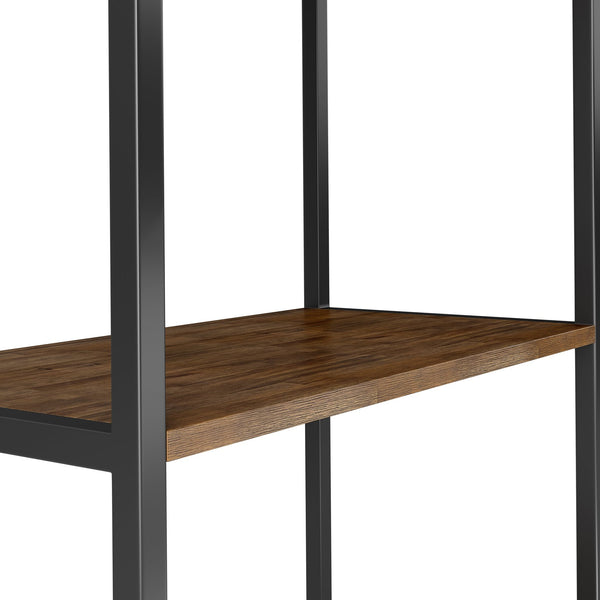 English Elm Ralston Rustic Acacia Bookcase with 4 Shelves & Black Metal Frame, Aged Brown Finish, 72"H B136P159422