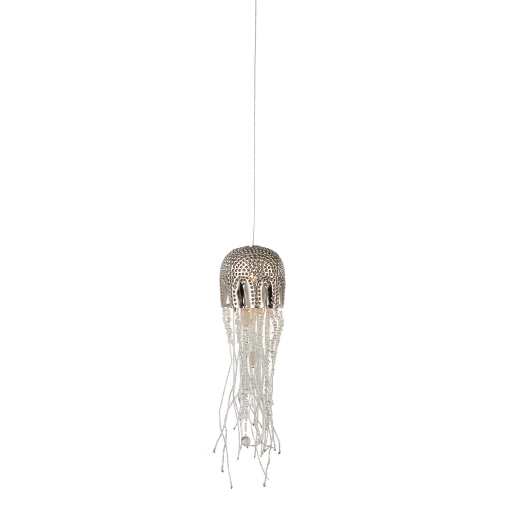 Medusa Multi-Drop Pendant Light - Elegant Jellyfish-Inspired Design with Handcrafted Silver Beads