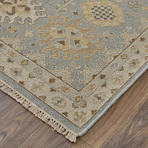 Feizy Rugs Corbitt Classic Hand Knotted Wool Oriental Rug – Elegant Persian Design For Timeless Living Spaces Blue,Gray,Ivory Wool Cor0610faqubgec50