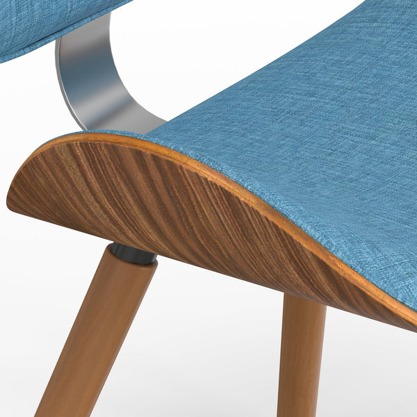 English Elm Marana Dining Chair - Mid-Century Modern Design In Rich Blue Upholstery With Walnut Frame B136P158912