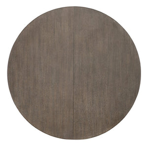 Hooker Furniture Modern Mood Round Dining Table With Alabaster Oak Veneer, Pewter Banding And 18" Leaf Extension Medium Brown 6850-75201-89