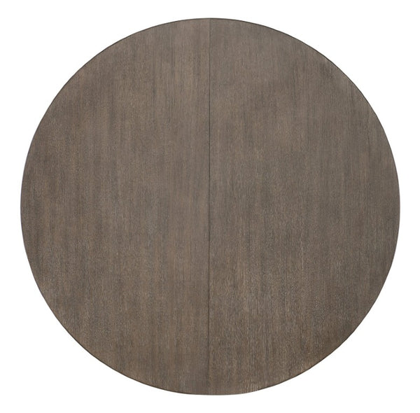 Hooker Furniture Modern Mood Round Dining Table With Alabaster Oak Veneer, Pewter Banding And 18" Leaf Extension Medium Brown 6850-75201-89