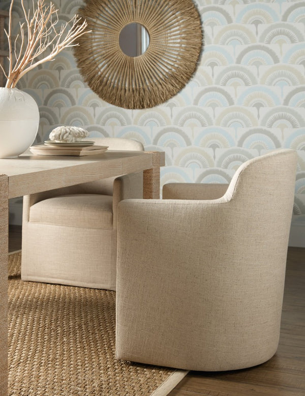 Hooker Furniture Commerce Upholstered Arm Chair With Barrel Silhouette, Performance Fabric & Casters For Mobility And Style Beige 7228-75010-05