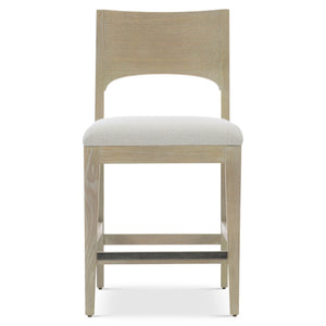 Bernhardt Bernhardt Solaria Counter Stool: Rustic Modern Ash Frame, Arched Veneer Back, Dune Finish, Nickel Kick Plate 310587