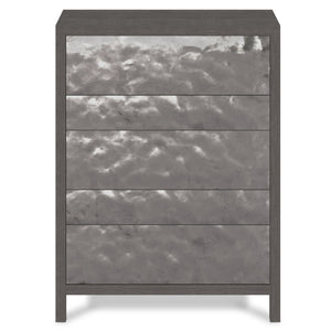 Bernhardt Bernhardt Prado Porcini Oak Tall Drawer Chest With Bright Graphite Aluminum Fronts, 5 Soft-Close Drawers 324118B