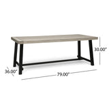 Christopher Knight Home® - Noble House - Carlisle Outdoor Eight Seater Iron Dining Table, Light Gray and Black Finish