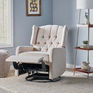 English Elm Christopher Knight Home® - Classic Linen Recliner Chair with 360° Swivel and Manual Recline, Durable Frame, Cozy Upholstery Beige 66842.00BGE