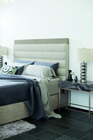 Bernhardt Bernhardt Linea Black Forest Marble Nightstand With Textured Graphite Base, Push-Open Drawer Elegance 384216