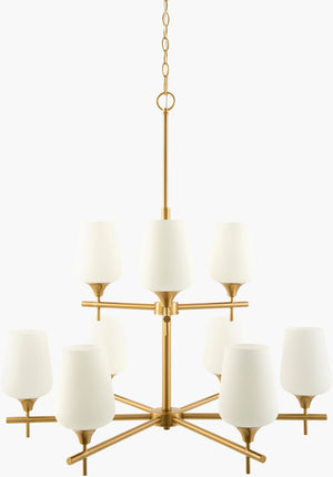 Livabliss Yueva Geometric Metal and Glass Chandelier for Dining Room Foyer Contemporary Decor YUEV-010