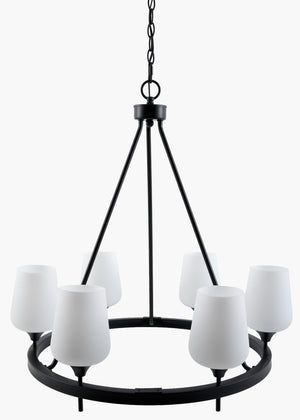 Livabliss Yueva Geometric Metal Glass Chandelier Modern Minimalist Dining Room Ceiling Light YUEV-045