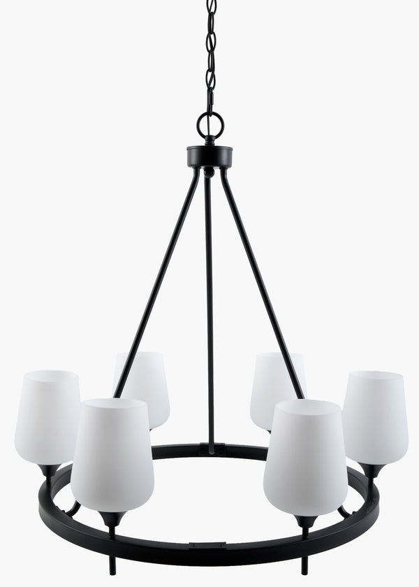 Livabliss Yueva Geometric Metal Glass Chandelier Modern Minimalist Dining Room Ceiling Light YUEV-045