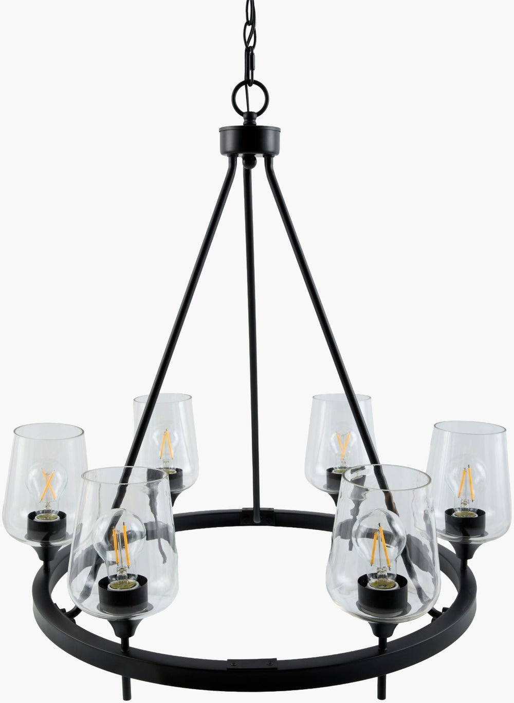Livabliss Yueva Metal and Glass Chandelier Modern Minimalist Ceiling Light for Dining Room YUEV-047