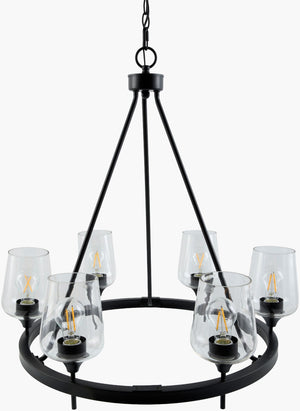 Livabliss Yueva Metal and Glass Chandelier Modern Minimalist Ceiling Light for Dining Room YUEV-047
