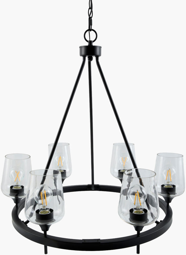 Livabliss Yueva Metal and Glass Chandelier Modern Minimalist Ceiling Light for Dining Room YUEV-047