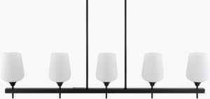 Livabliss Yueva Linear Metal Glass Chandelier Wide Dining Room Contemporary Ceiling Light YUEV-049