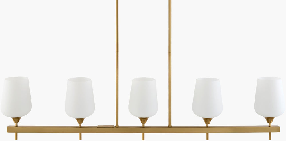 Livabliss Yueva Linear Metal Glass Chandelier Wide Dining Room Contemporary Minimalist Pendant YUEV-050
