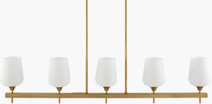 Livabliss Yueva Linear Metal Glass Chandelier Wide Dining Room Contemporary Minimalist Pendant YUEV-050
