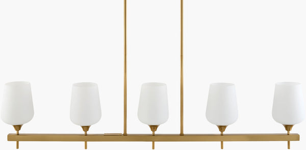 Livabliss Yueva Linear Metal Glass Chandelier Wide Dining Room Contemporary Minimalist Pendant YUEV-050