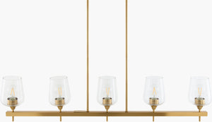 Livabliss Yueva Linear Metal and Glass Chandelier Low Profile Modern Dining Room Island Light YUEV-052